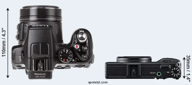 Compare FZ200 versus GR top
