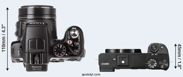 Compare FZ200 versus A6000 top
