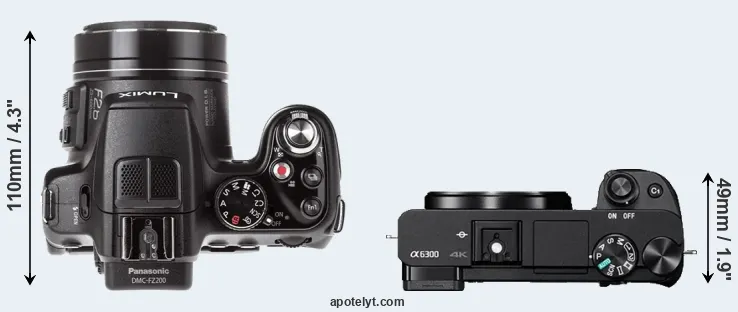 Compare FZ200 versus A6300 top