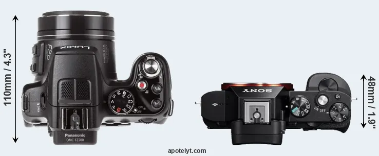 Compare FZ200 versus A7 top