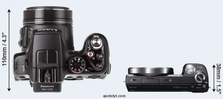Compare FZ200 versus NEX-5N top