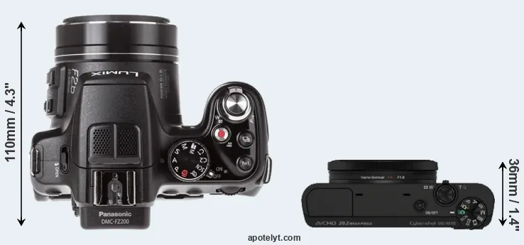 Compare FZ200 versus RX100 top