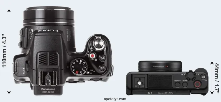 Compare FZ200 versus ZV-1 top