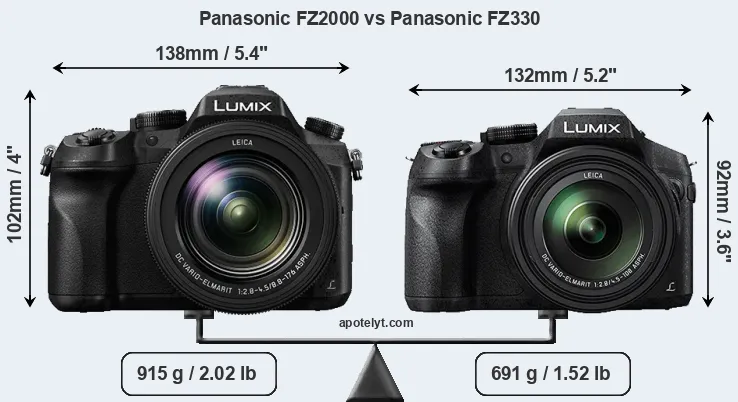 Size Panasonic FZ2000 vs Panasonic FZ330