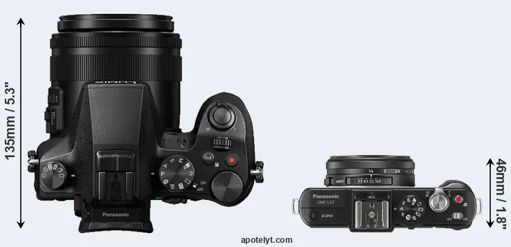 Compare FZ2000 versus LX7 top