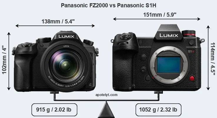 Size Panasonic FZ2000 vs Panasonic S1H