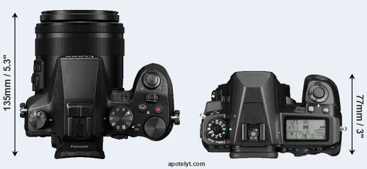 Compare FZ2000 versus K-3 II top