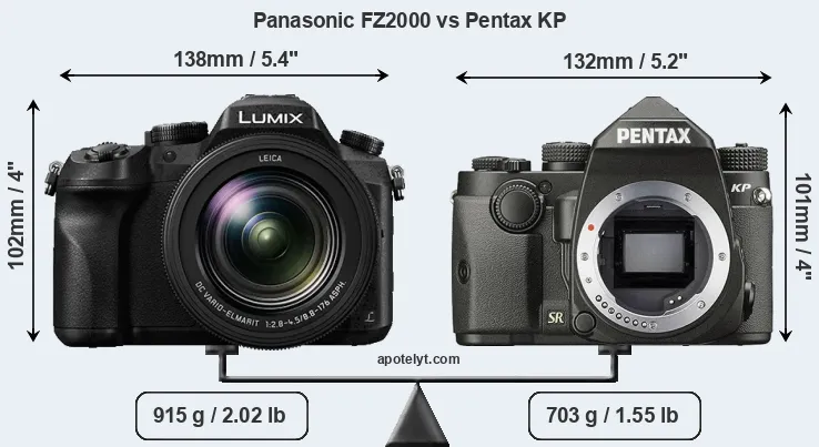 Size Panasonic FZ2000 vs Pentax KP