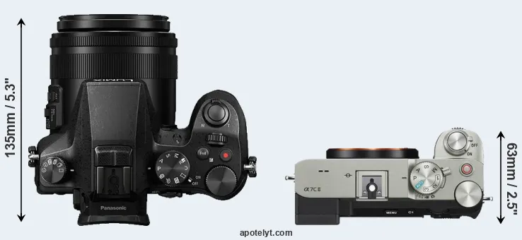 Compare FZ2000 versus A7C II top