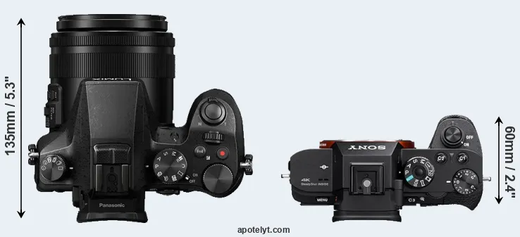 Compare FZ2000 versus A7S II top