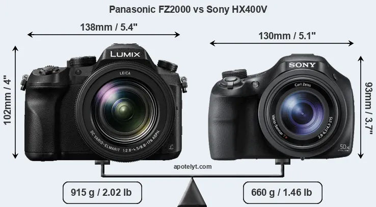 Size Panasonic FZ2000 vs Sony HX400V