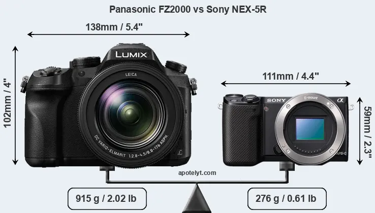 Size Panasonic FZ2000 vs Sony NEX-5R