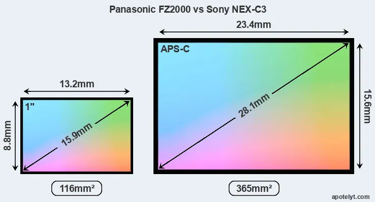 Panasonic FZ2000 and Sony NEX-C3 sensor measures