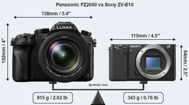 Size Panasonic FZ2000 vs Sony ZV-E10