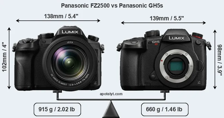 Size Panasonic FZ2500 vs Panasonic GH5s