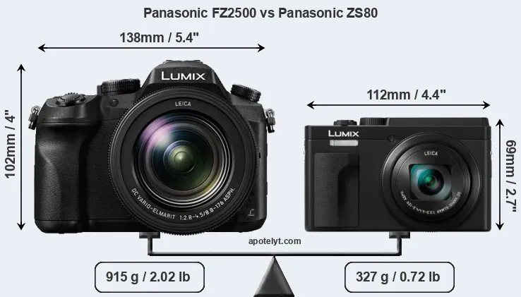 Size Panasonic FZ2500 vs Panasonic ZS80