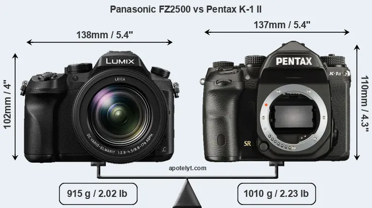 Size Panasonic FZ2500 vs Pentax K-1 II