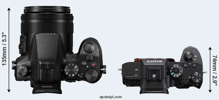 Compare FZ2500 versus A7R III top