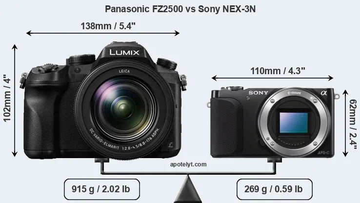 Size Panasonic FZ2500 vs Sony NEX-3N