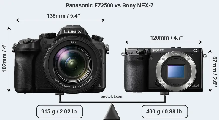 Size Panasonic FZ2500 vs Sony NEX-7