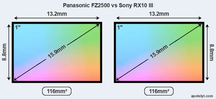 Panasonic FZ2500 and Sony RX10 III sensor measures