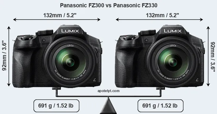 Size Panasonic FZ300 vs Panasonic FZ330