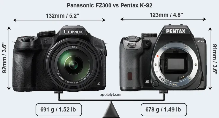 Size Panasonic FZ300 vs Pentax K-S2