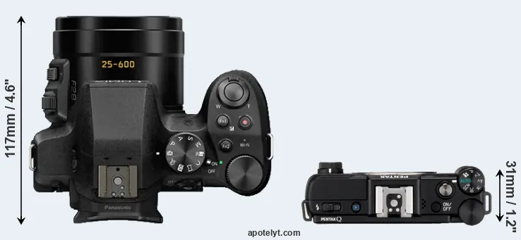 Compare FZ300 versus Pentax Q top