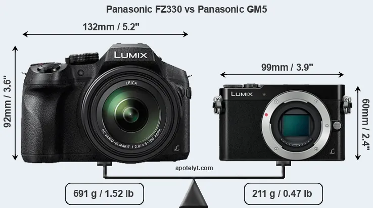 Size Panasonic FZ330 vs Panasonic GM5