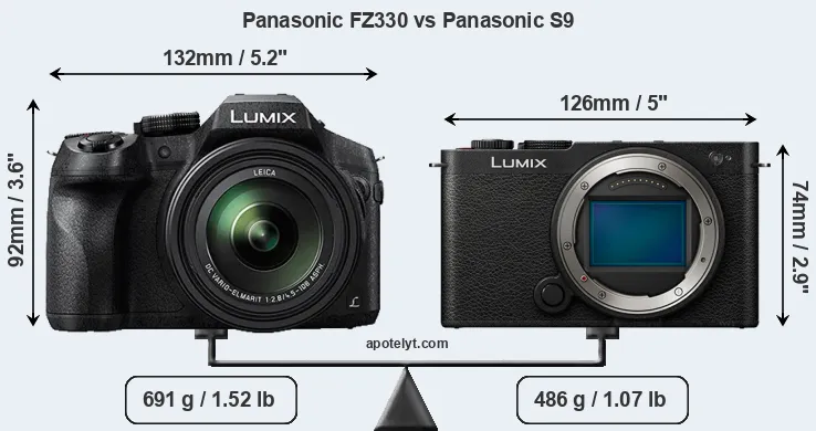 Size Panasonic FZ330 vs Panasonic S9