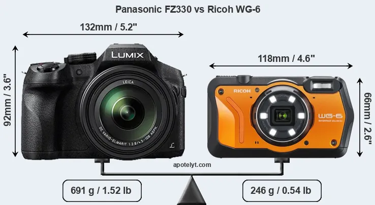 Size Panasonic FZ330 vs Ricoh WG-6