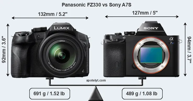 Size Panasonic FZ330 vs Sony A7S