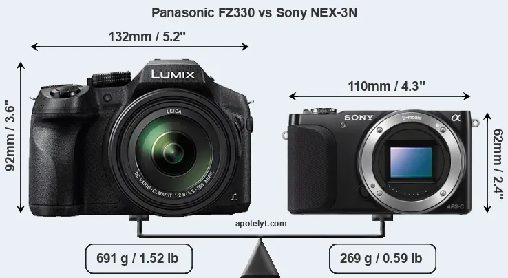 Size Panasonic FZ330 vs Sony NEX-3N