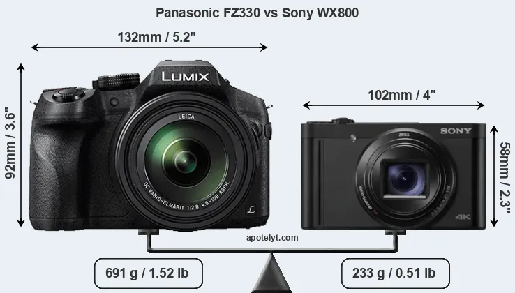 Size Panasonic FZ330 vs Sony WX800
