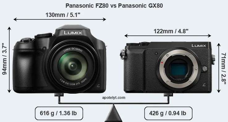 Size Panasonic FZ80 vs Panasonic GX80