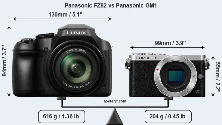 Size Panasonic FZ82 vs Panasonic GM1