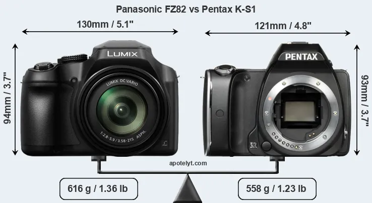 Size Panasonic FZ82 vs Pentax K-S1