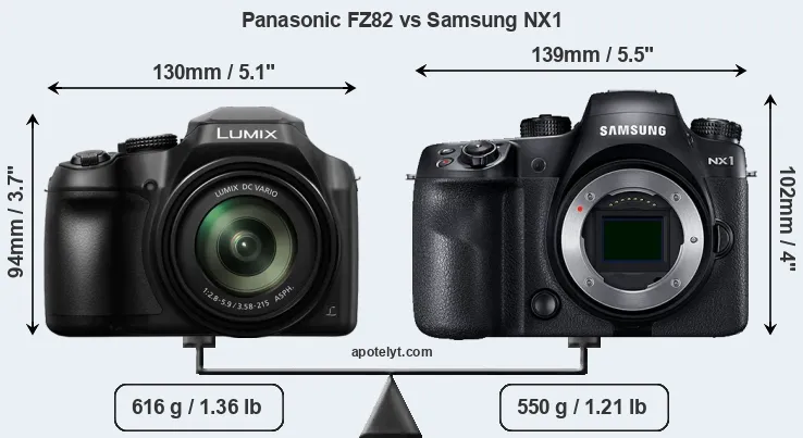 Size Panasonic FZ82 vs Samsung NX1