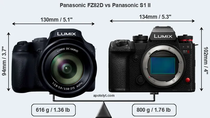 Size Panasonic FZ82D vs Panasonic S1 II
