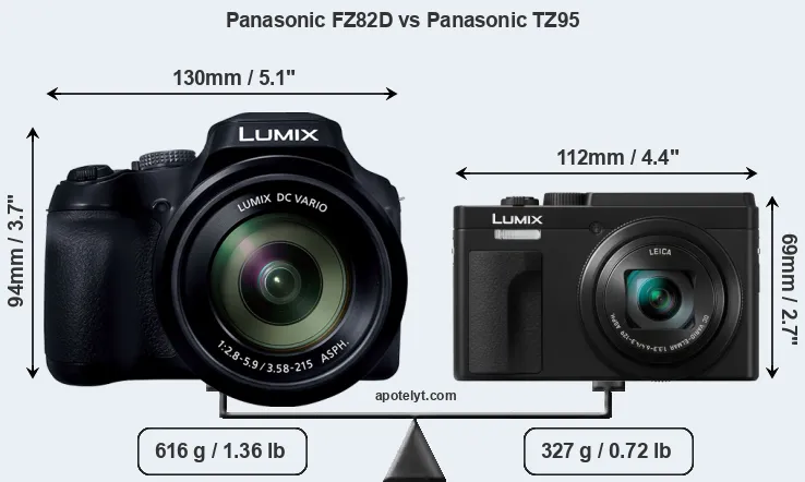 Size Panasonic FZ82D vs Panasonic TZ95
