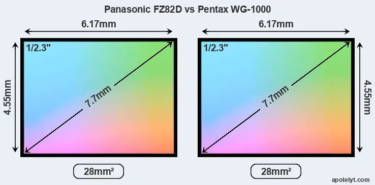 Panasonic FZ82D and Pentax WG-1000 sensor measures