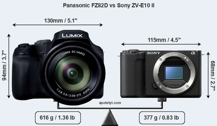 Size Panasonic FZ82D vs Sony ZV-E10 II