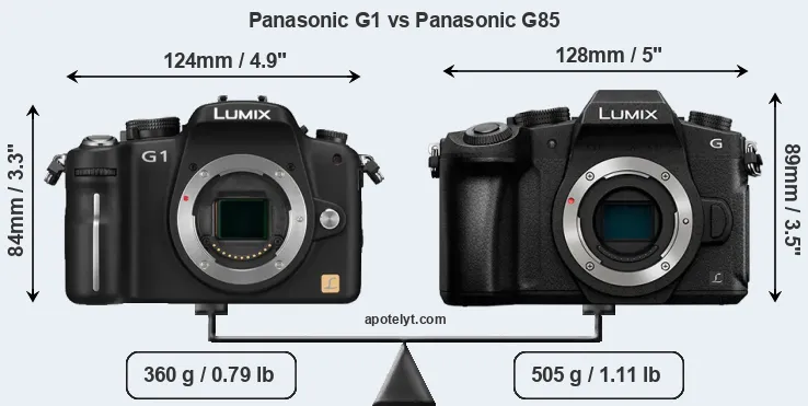 Size Panasonic G1 vs Panasonic G85