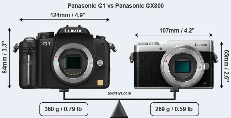 Size Panasonic G1 vs Panasonic GX800