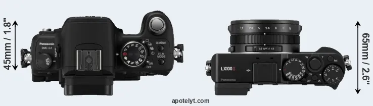 Compare G1 versus LX100 II top