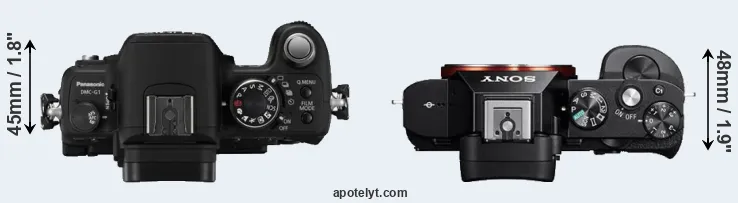Compare G1 versus A7R top