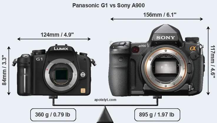 Size Panasonic G1 vs Sony A900