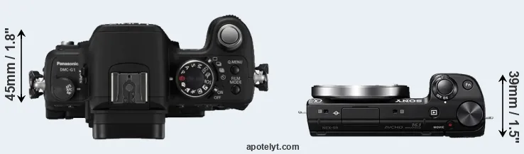 Compare G1 versus NEX-5R top