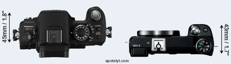 Compare G1 versus NEX-6 top