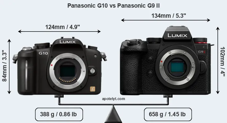 Size Panasonic G10 vs Panasonic G9 II